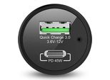 Nevox Adattatore Di Ricarica Per Auto Usb Pd Type C + QC3.0 Nero, 63 Watt / Va