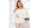 Langarmshirt Classic Basics "Langarm-Shirt", Damen, Gr. 56, Ecru, 100% Baumwolle, Unifarben, Rundhals, Shirts Langarmshirt