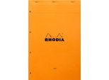 Rhodia 119660C - Blocco Note N°119 (Pinzato, Din A4+, 21 X 31,8 Cm, Foderato Con Margine, 80 Fogli, Carta Gialla, 80G) 1 Pezzo, Arancione