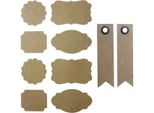 96 Adesivi Barocchi Kraft + 20 Etichette A Forma Di Gagliardetto Kraft