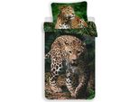 Biancheria Da Letto Per Bambini, Piumone Leopardato Della Giungla 140 X 200 Cm + Cuscino 70 X 90 Cm 100% Cotone