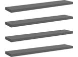 Vidaxl Mensole Sospese 4 Pz. Grigio Lucido 120X23,5X3,8 Cm Mdf