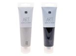 2 Tubetti Di Vernice Acrilica Da 100 Ml - Nero E Argento