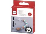 Kit - Clip Per Ciuccio In Legno Con Perline In Silicone Blu