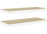 Vidaxl Mensole Galleggianti 2 Pz. Rovere E Bianco 60X23,5X3,8 Cm Mdf