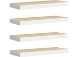 Mensole Sospese 4 Pz. Rovere E Bianco 60X23,5X3,8 Cm Mdf