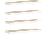 Vidaxl Mensole Sospese 4 Pz. Mdf Effetto Quercia E Bianco 80X23,5X3,8 Cm