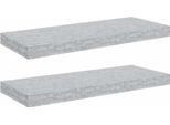 Mensole Sospese 2 Pz. Grigio Cemento 60X23,5X3,8 Cm Mdf
