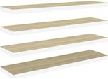 Mensole Sospese 4 Pz. Rovere E Bianco 90X23,5X3,8 Cm Mdf