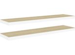 Mensole Sospese 2 Pz. Rovere E Bianco 90X23,5X3,8 Cm Mdf