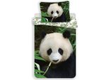Biancheria Da Letto Per Bambini Orso Panda, Motivo Animali, Disegno Foresta Di Bambù, Piumone 140 X 200 + Cuscino 70 X 90 Cm, 100% Cotone