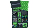 Minecraft Biancheria Da Letto Reversibile Per Bambini Steve Zombie Skeleton Creeper Enderman Enderdragon Sword And Arrow Piumone Videogioco 140 X 200 Cm + Cuscino 70 X 90 Cm 100% Cotone