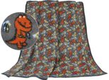Coperta Per Neonati Ella Korall Micro Dinosaurus, Grigio, 100X155Cm