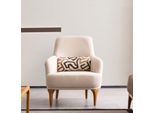 Poltrona Di Design Beige Colore Soggiorno Legno Elegante Lounge Club Arredamento