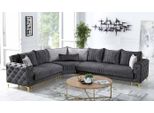 Divano Angolare Grigio Da Salotto Forma A L Moderno Chesterfield Nuovo Divano