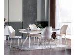 Set Sala Da Pranzo Moderno Tavolo Da Pranzo + 6X Sedie Tavolo Legno Imbottito Sedia 7Pcs. Nuovo