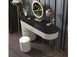 Tavolino Da Toilette Bianco Con Specchio In Acciaio Inox Design Moderno