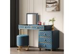 Tavolino Da Toilette Tavolo Blu Specchio Consolle Di Design Jvmoebel