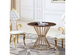 Tavolo Da Pranzo Per Soggiorno Design Rotondo Dorato Jvmoebel