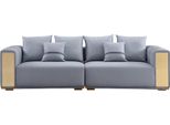 Divano 4 Posti Divano Imbottito Blu Seduta Tessile Design Divano Moderno Nuovo