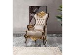 Poltrona Wing Poltrona Beige Barocco Sedute Tessuto Poliestere Soggiorno