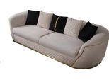 Divano 3 Posti Design Divani Imbottiti Bianco Tessile Relax Moderno 235Cm