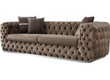 Divano 3 Posti Imbottito Divano Marrone Tessuto Seduta Design Divano Moderno Chesterfield