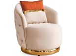 Poltrona Di Design Beige Relax Tessile Con Poltrona In Acciaio Inox Club