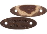 Toppa 'Hand Made With Love' Cocco 28X10Mm - Set Di 2 - 28X10 Mm - Marrone