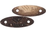 Toppa "Con Amore"" In Cocco 28X10Mm - Set Di 2 - 28X10 Mm - Marrone"