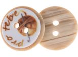 Bottone - Set Di 6 - Diametro 15 Mm - Marrone, Bianco