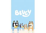 Jerry Fabrics Bluey Bingo Asciugamano Da Spiaggia Per Le Vacanze Dei Bambini Che Nuotano Asciugamano Da Bagno Per Bambini, 70 X 140 Cm, Blu