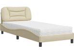 Vidaxl Letto Con Materasso "Hvar"" Crema 80X200 Cm In Tessuto"
