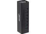 Inline® 35395B Hub Usb 3.0 7 Porte Alloggiamento In Alluminio Nero Con Alimentatore Da 2,5A