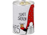 Gilde Spardose, Zylindrisch, "BäRti"", Spruch, Wichtelmotiv, Metall, Grau, Ve 18, 3Fach Sortiert, H. 12 Cm, D. 8,5 Cm"