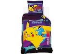 Carbotex Cotone Biancheria Da Letto 140X200 Pokemon Pikachu Viola Federa 70X90 C24