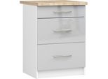 Mobiletto Da Cucina Oliwia S60 3 Cassetti Bianco Metallizzato Lucido