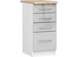 Armadio Da Cucina Oliwia S40 Bianco Metallizzato Lucido Con 4 Cassetti E Piano Di Lavoro 40X60 Cm
