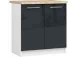 Armadio Da Cucina Oliwia S80 Bianco Grafite Lucido 80 Cm Con Top In Rovere Sonoma