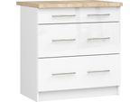Armadio Da Cucina Oliwia S80 3S Bianco Lucido Con 3 Cassetti E Cassetti Bloccabili