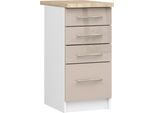 Armadio Da Cucina Oliwia S40 SZ4 Bianco Cappuccino Lucido Con 4 Cassetti E Piano Di Lavoro 40X60 Cm