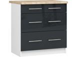 Armadio Da Cucina Oliwia S80 3 Cassetti Lucido Bianco Grafite