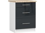 Armadio Da Cucina Oliwia S60 3 Cassetti Bianco Grafite Lucido