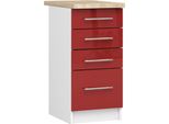 Armadio Da Cucina Oliwia S40 SZ4 Bianco Rosso Lucido Con 4 Cassetti E Piano Di Lavoro 40X60 Cm