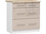 Armadio Da Cucina Oliwia S80 3S Bianco Cappuccino Lucido Con Piano Di Lavoro 80X60 Cm