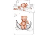 Biancheria Da Letto Per Bambini Con Orsetto, Luna E Stelle, Aereo, Biancheria Da Letto Per Bambini 100 X 135 Cm Piumone, 40 X 60 Cm Cuscino, 100% Cotone