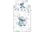 Biancheria Da Letto Per Bambini Disney Lilo E Stitch, "Ohana"", Fiori, Piumone 140 X 200 + Cuscino 70 X 90 Cm, 100% Cotone"