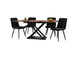 Set Da Pranzo (5 Pezzi), Tavolo Da Pranzo Allungabile Per 4 Persone, Tavolo Da Pranzo 160×80×75 Cm Con 4 Sedie Da Pranzo, Tavolo Da Pranzo Color Noce