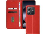 Avizar, Custodia In Pelle Finta Con Funzione Di Supporto Xiaomi Redmi Note 14 4G, Rosso