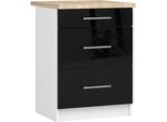 Armadio Da Cucina Oliwia S60 3 Cassetti Bianco E Nero Lucido